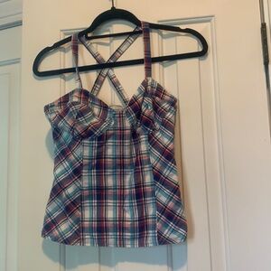 Bustier top in plaid